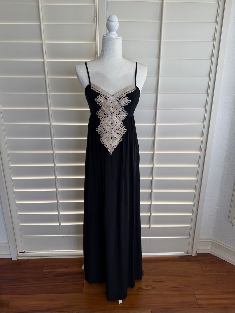 NWT Lilly Pulitzer Black Silk Maxi Dress with Cream Lace Detail 00
